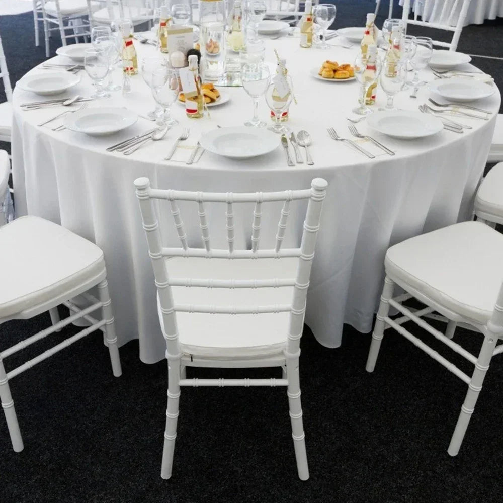 Round Table Cover White Fabric Elegant Solid Table Cover