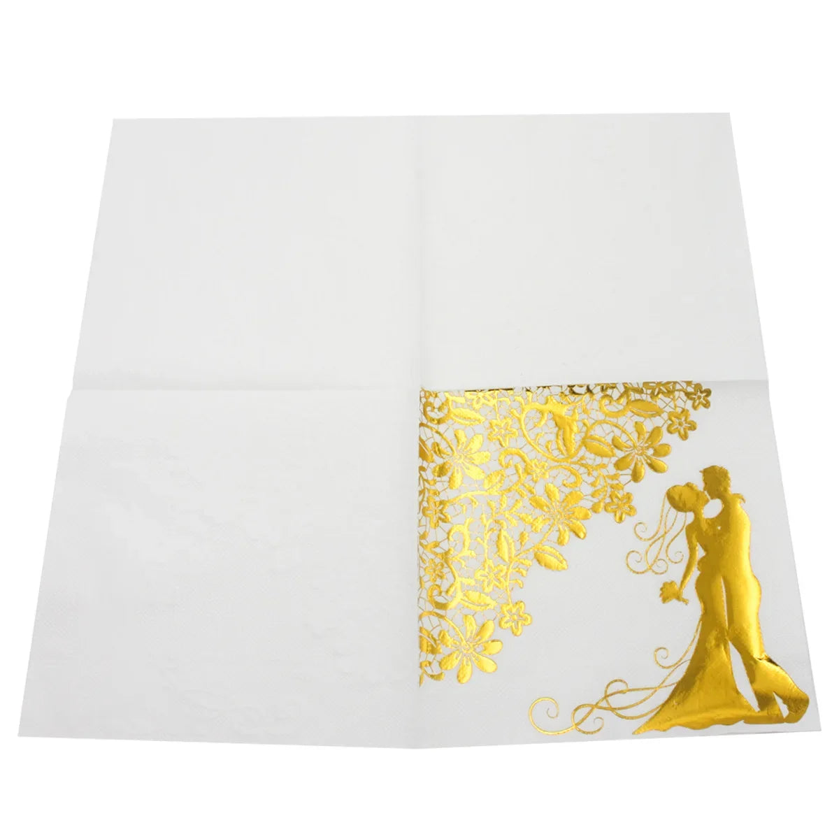 Wedding Paper Napkins - Golden Bride and Groom Styled Table Napkins (100pack)