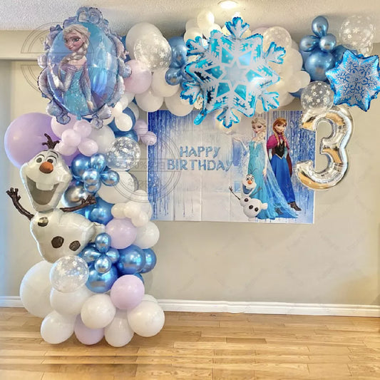 124pcs Frozen Theme Balloons Garland Arch Kit Snowflake Elsa Olaf Foil Globos Birthday Party Baby Shower Decoration