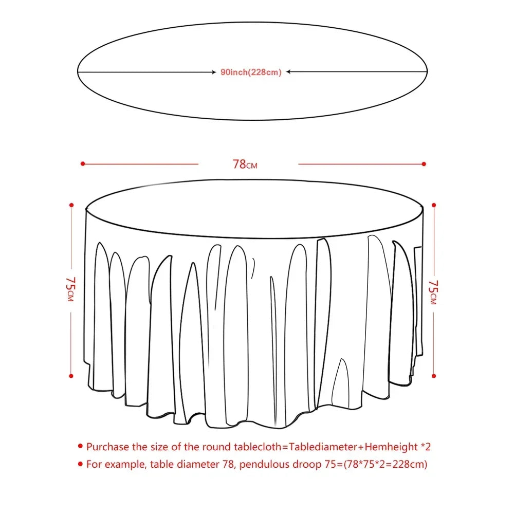 Round Table Cover White Fabric Elegant Solid Table Cover