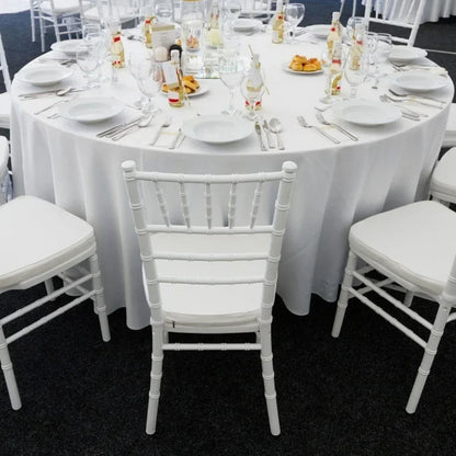 Round Table Cover White Fabric Elegant Solid Table Cover
