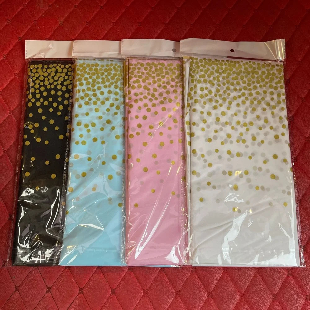 Gold Dot Confetti Styled Table Covers